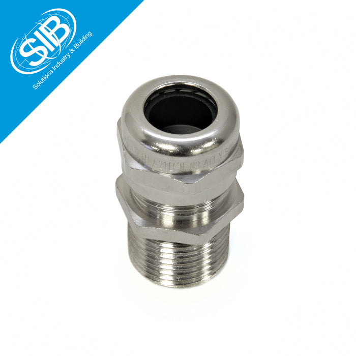 Stainless steel roundtop cable gland with PG threading, providing excellent strain relief and a wide clamping range for unarmoured cables in industrial applications.